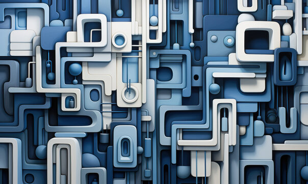 Abstract background in blue and white colors.