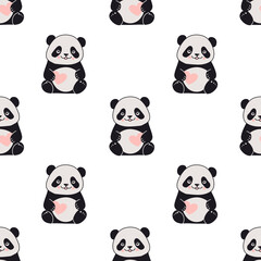 Seamless pattern with pandas