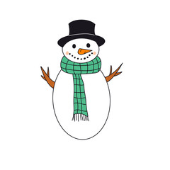 snowman with a scarf, illustration 
