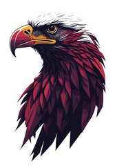 Obraz premium Portrait of an Eagle head with burgundy color, isolated illustration with transparent background 
