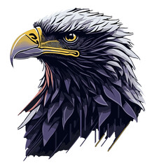 Fototapeta premium Close-Up Portrait of a Eagle head with Vibrant Feathers, isolated illustration with transparent background 