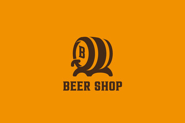 Beer Whiskey Wine Barrel Cask Logo Silhouette Vintage Design vector template. - 646489104