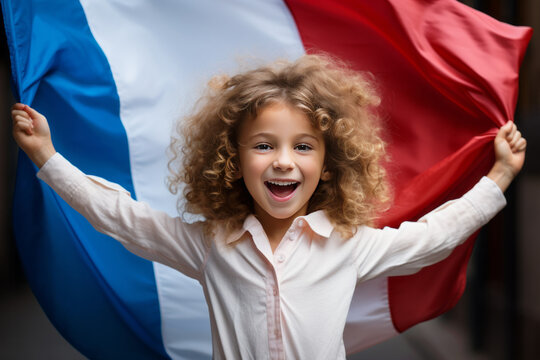 Blue, white, Red. Child and french flag