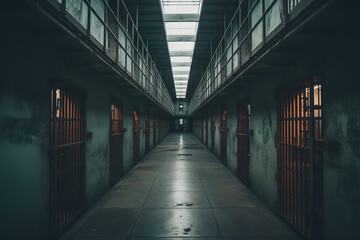 Fototapeta na wymiar The corridor of a prison