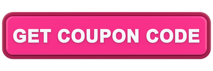 Get coupon code button. 3D illustration.