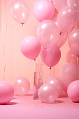 Pink balloons on a pink background, close-up