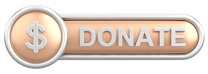 3D donate button. 3D illustration.
