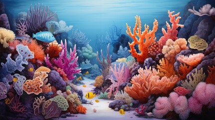 Obraz na płótnie Canvas Underwater sea world. Ecosystem. Bright multi-colored corals on the ocean floor