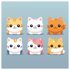 set of cute cat vector