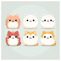 set of cute cat vector