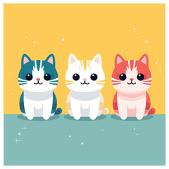 set of cute cat vector