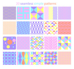 20 seamless simple patterns. Set of seamless patterns