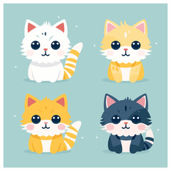 set of cute cat vector