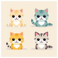 set of cute cat vector