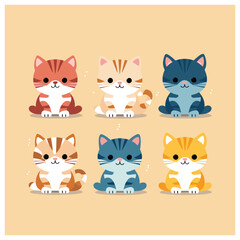 Obraz na płótnie Canvas set of cute cat vector