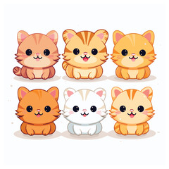 set of cute cat vector