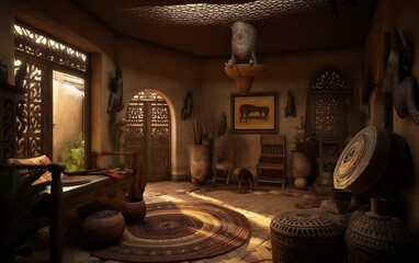 African interior house. AI, Generative AI