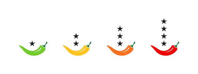 Spicy food level. Product spicy degree symbols. Spicy flavor level. Vector scalable graphics