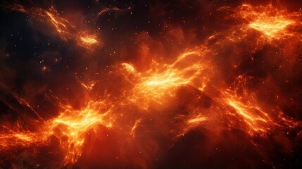 Background of fractal art with fire and sparks. volcanic eruption or fireworks - obrazy, fototapety, plakaty