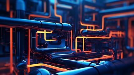 Background of pipes and connections that is abstract
