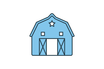 Barn Icon. Icon related to Farming And Farm. Suitable for web site design, app, user interfaces. Flat line icon style. Simple vector design editable