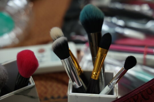 variety of make up brushes