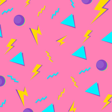 1990 pattern fashion print. Vector illustration. 