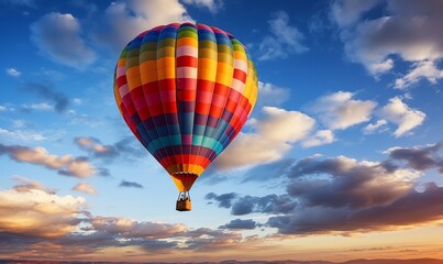 Fototapeta na wymiar Colorful hot air balloon in the blue sky