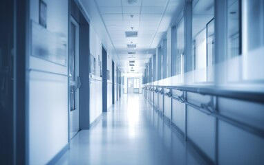 Blurred interior of hospital - abstract medical background. AI, Generative AI