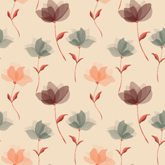 Hand drawn floral flower pattern.