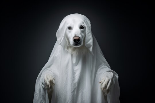 scary halloween ghost dog with face