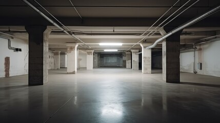 Empty basement, Underground Parking lot.