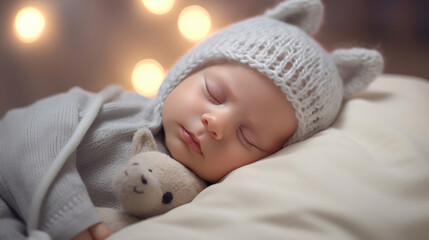 A newborn babys peaceful slumber,  a pure representation of innocence