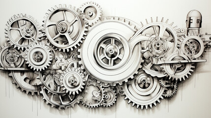 Gears interlocked with each other on an isolated background 