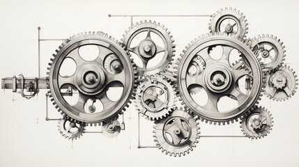 Gears interlocked with each other on an isolated background 