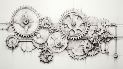 Gears interlocked with each other on an isolated background 