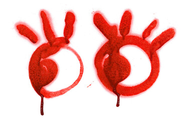 Red spray stain in shape eyes, icon isolated on white