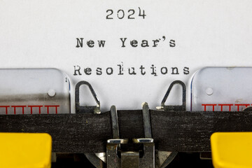 2024 New Years Resolutions written on an old typewriter	
