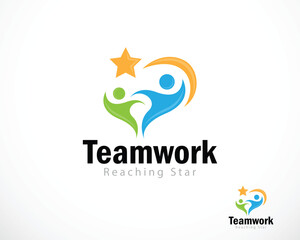 teamwork logo creative people reaching star success education design abstract
