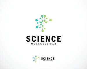 Molecule logo creative science lab biology technology network connect icon design circle digital