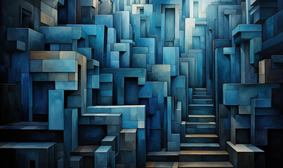 Abstract background in blue and white colors.