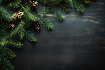 Christmas Pine Branches Background - Generative AI