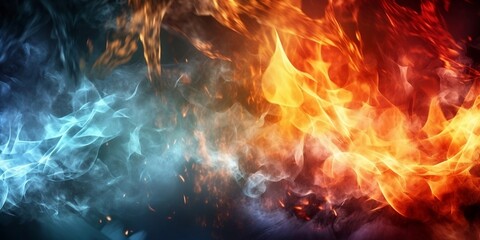 Digital background with fire and ice