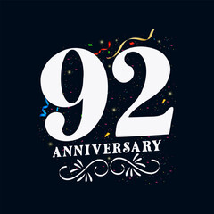 Fototapeta premium 92 Anniversary luxurious Golden color 92 Years Anniversary Celebration Logo Design Template