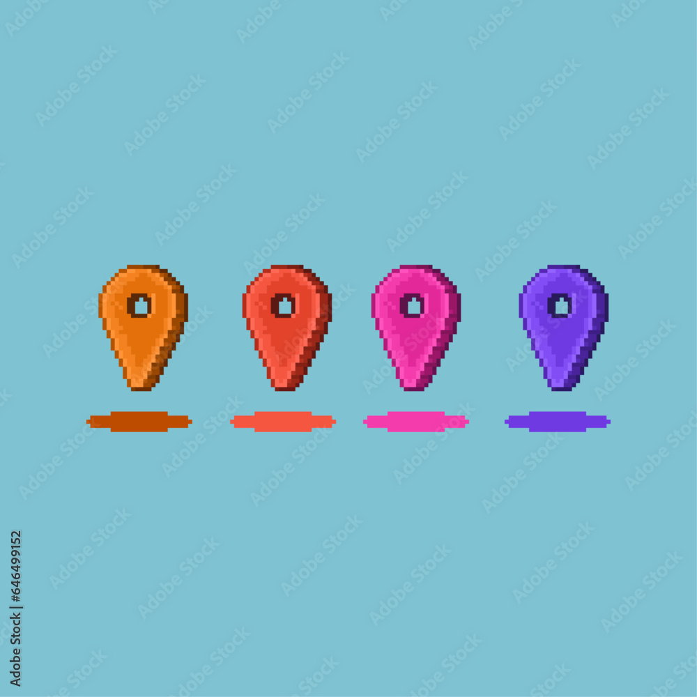 Fototapete pixel art sets of pin point with variation color items asset. simple pin point for direct items loot
