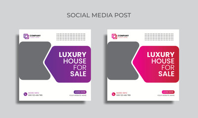 vector editable social media post design. luxury house sale social media post template.
