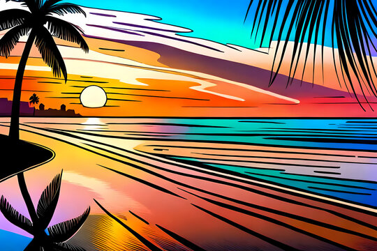 Beautiful girls Swimming suit beach fashion bikini summer Illustration  vector On pop art comics style Abstract colorful background Stock Vector