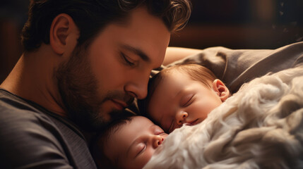 Obraz na płótnie Canvas A parent and newborn sharing a peaceful nap together