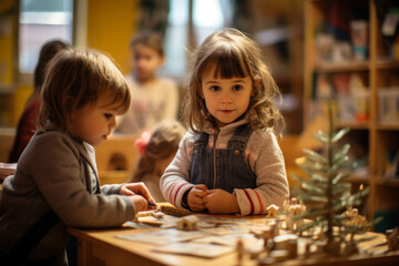 children play in kindergarten generative ai