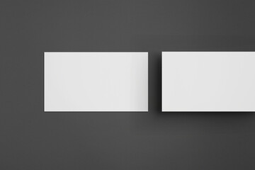 Fototapeta premium blank business cards on grey background, Corporate stationery set mockup